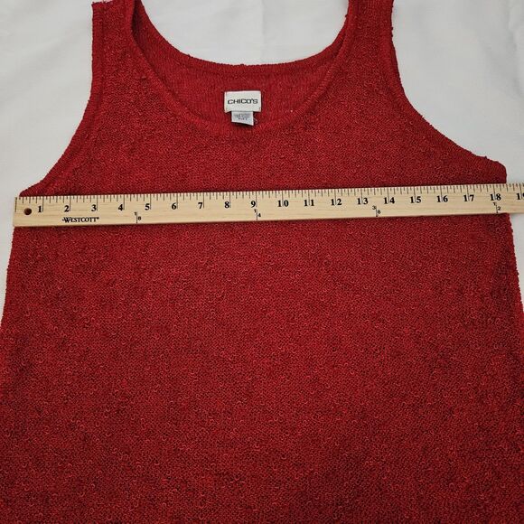 Chico's Women's size 3 / Lg Red French Crew Tank Sleeveless Blouse | Bay Shirt - Picture 8 of 10